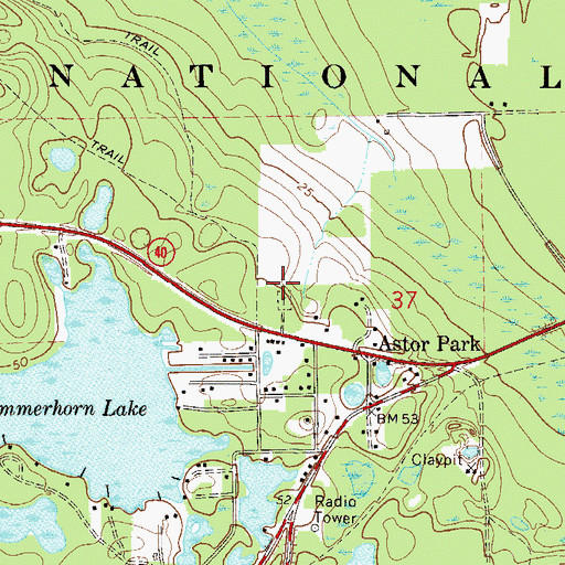 Topographic Map of Astor Park Cemetery, FL