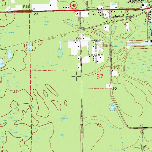 Topographic Map of Astor Recreation Park, FL