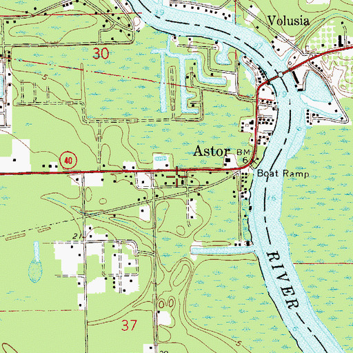 Topographic Map of First Baptist Church, FL