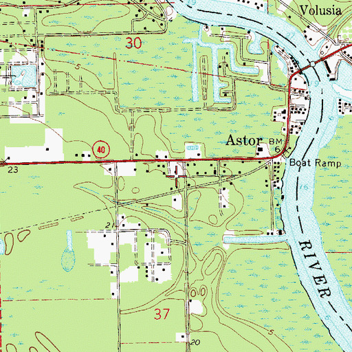 Topographic Map of Astor Community Center, FL