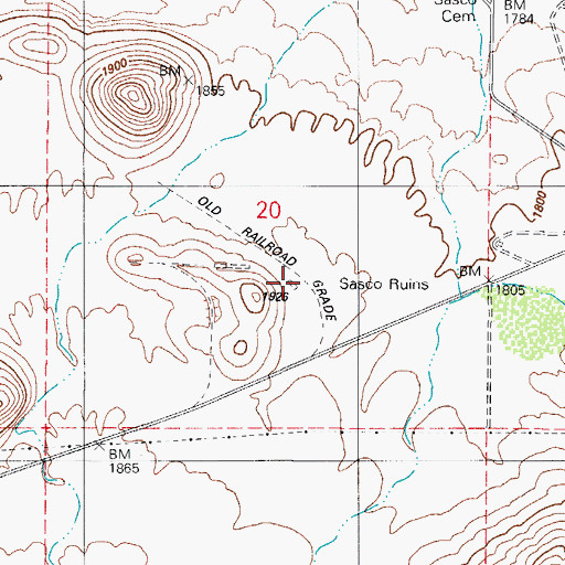 Topographic Map of Sasco, AZ