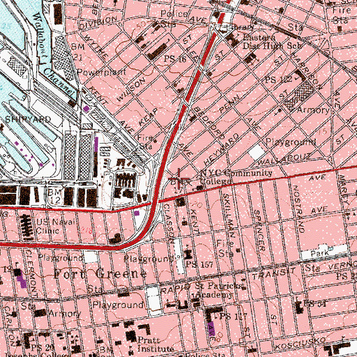Topographic Map of Classon Triangle, NY
