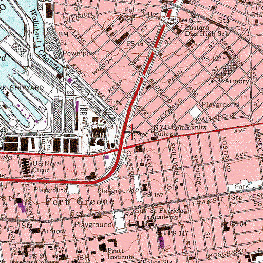Topographic Map of Classon Playground, NY