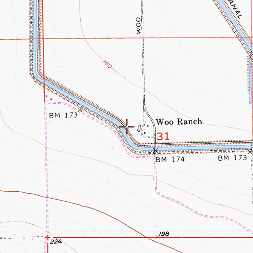 Topographic Map of Woo Ranch, CA