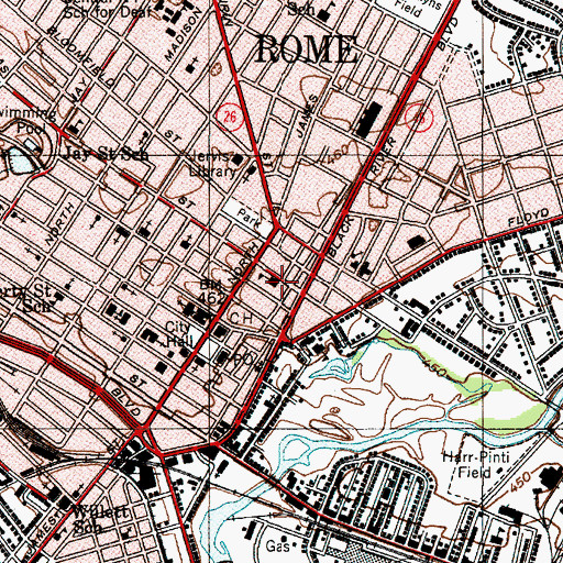 Topographic Map of East Thomas Street School (historical), NY