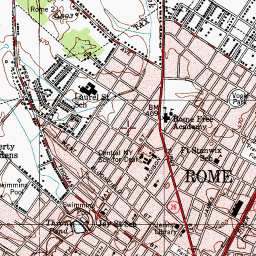 Topographic Map of Fifth Ward Playground, NY