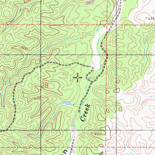 Topographic Map of Wood Canyon, CA
