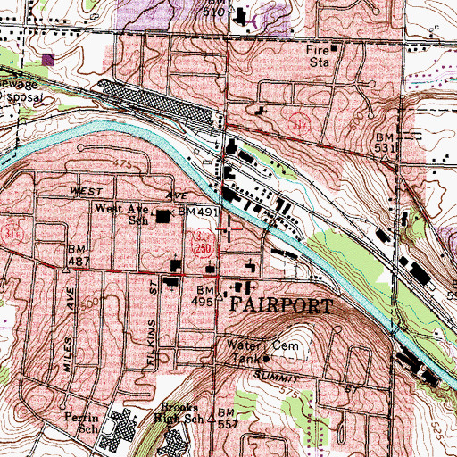 Topographic Map of South Side Fire Station (historical), NY