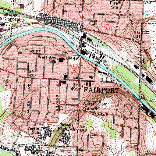Topographic Map of First Baptist Church, NY