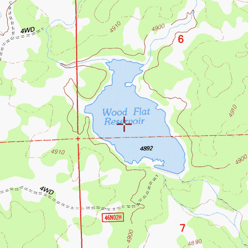 Topographic Map of Wood Flat Reservoir, CA