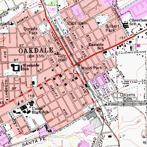 Topographic Map of Wood Park, CA