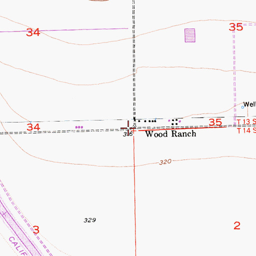 Topographic Map of Wood Ranch, CA