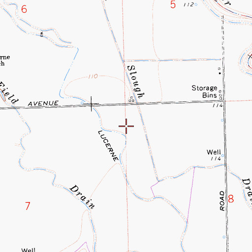 Topographic Map of Wood Slough Drain, CA
