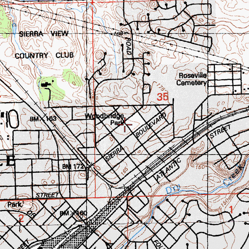 Topographic Map of Woodbridge Park, CA