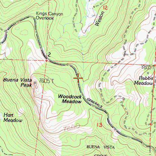Topographic Map of Woodcock Meadow, CA
