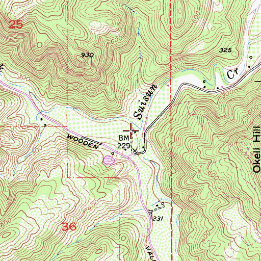 Topographic Map of Wooden Valley Creek, CA