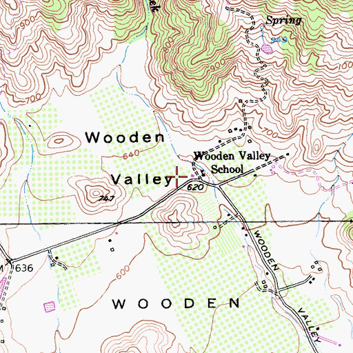 Topographic Map of Wooden Valley Elementary School, CA