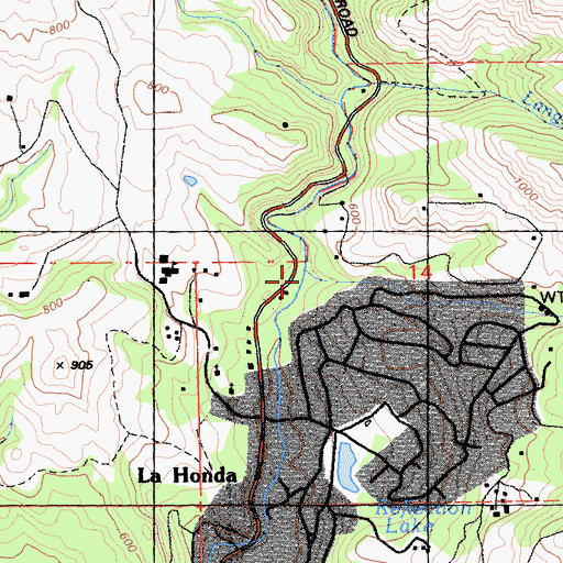 Topographic Map of Woodhams Creek, CA
