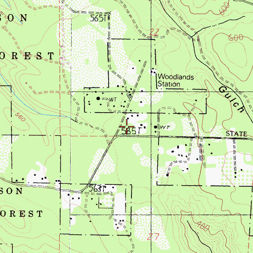 Topographic Map of Woodlands Station, CA