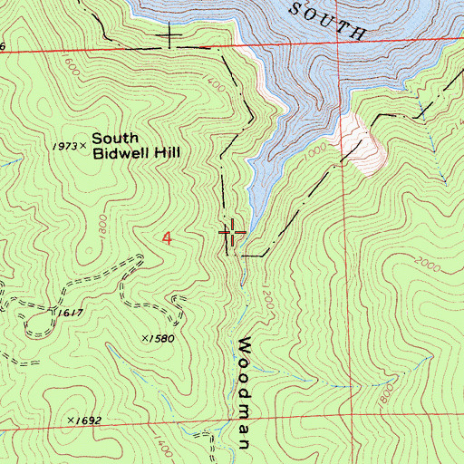 Topographic Map of Woodman Ravine, CA