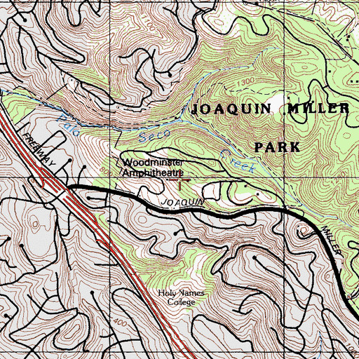 Topographic Map of Woodminster Amphitheatre, CA