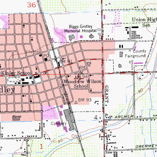 Topographic Map of Wilson Elementary School, CA