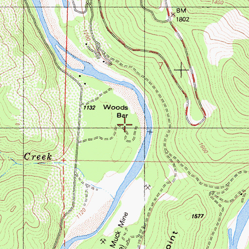 Topographic Map of Woods Bar, CA