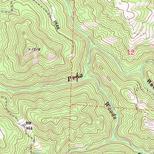 Topographic Map of Woods Creek, CA