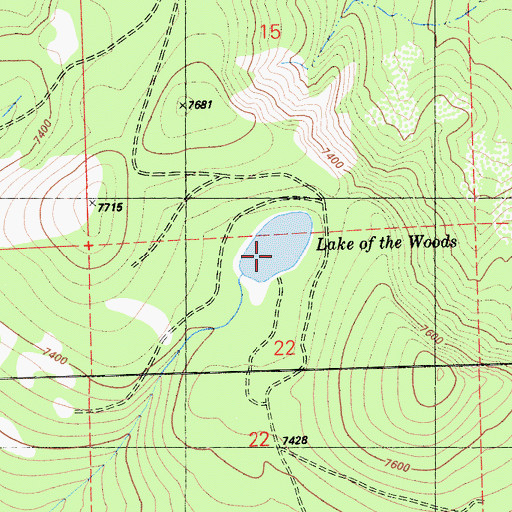 Topographic Map of Lake of The Woods, CA