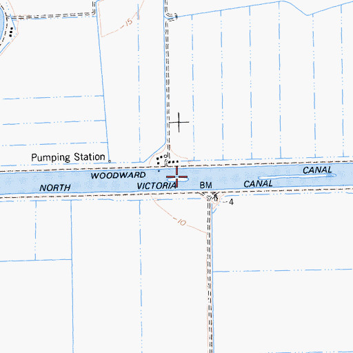 Topographic Map of Woodward Canal, CA
