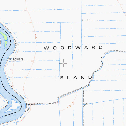 Topographic Map of Woodward Island, CA