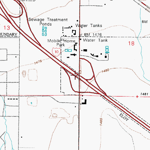 Topographic Map of Sunland Gin Road Interchange, AZ