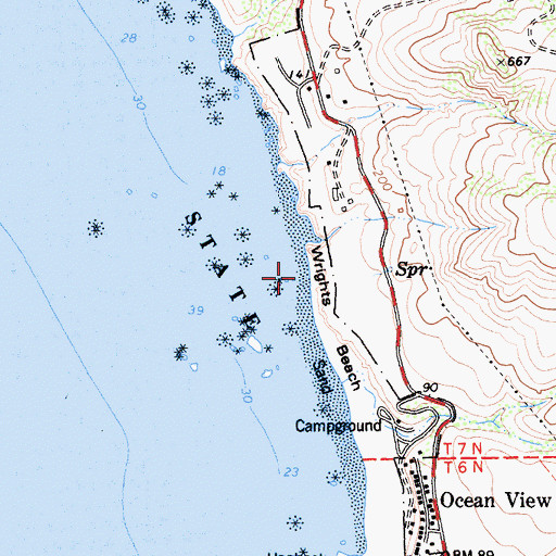 Topographic Map of Wrights Beach, CA