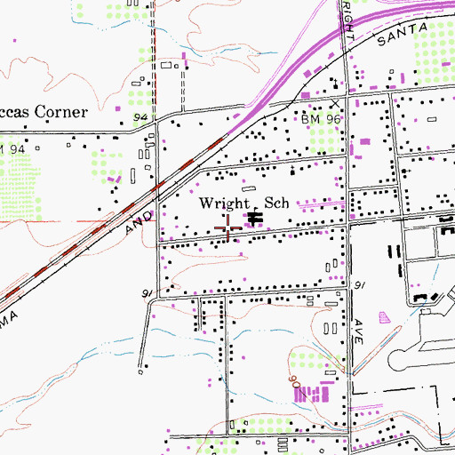 Topographic Map of Wright Elementary School, CA