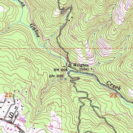 Topographic Map of Wrights, CA