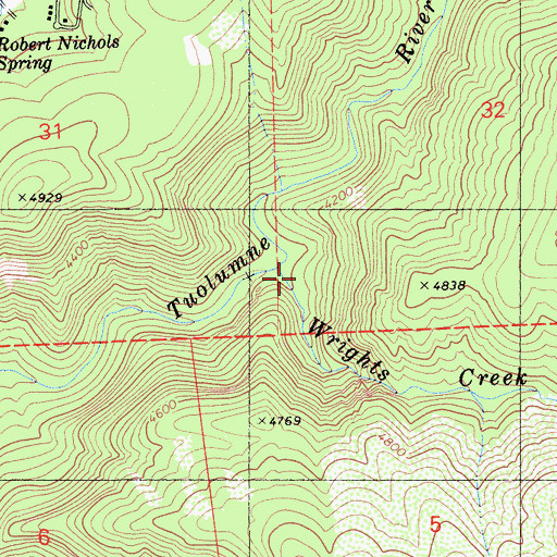 Topographic Map of Wrights Creek, CA