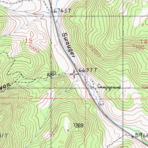 Topographic Map of Yaney Canyon, CA