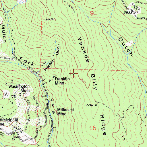 Topographic Map of Yankee Billy Ridge, CA