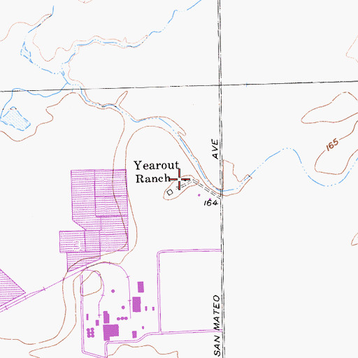 Topographic Map of Yearout Ranch, CA