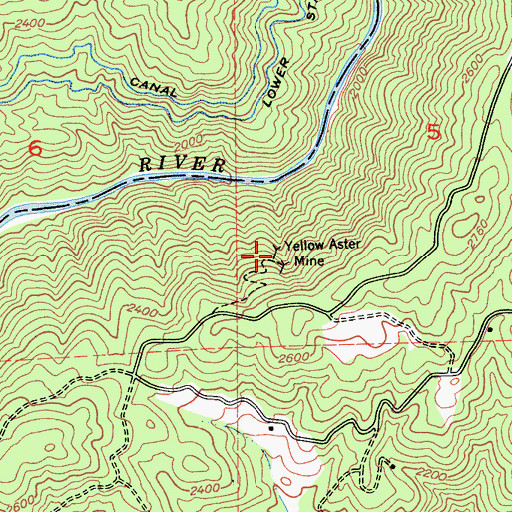 Topographic Map of Yellow Aster Mine, CA