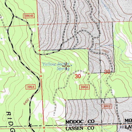 Topographic Map of Yellow Jacket Spring, CA