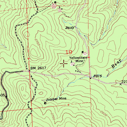 Topographic Map of Yellowstone Mine, CA