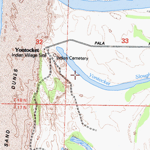 Topographic Map of Yontocket Slough, CA