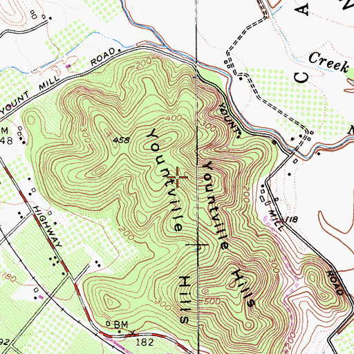 Topographic Map of Yountville Hills, CA