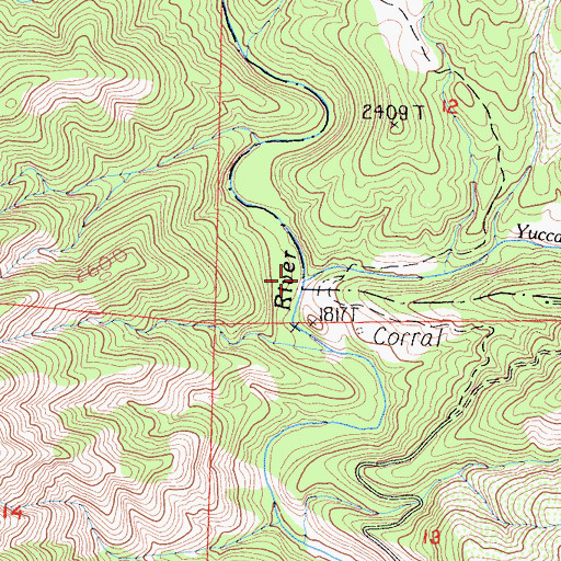 Topographic Map of Yucca Creek, CA
