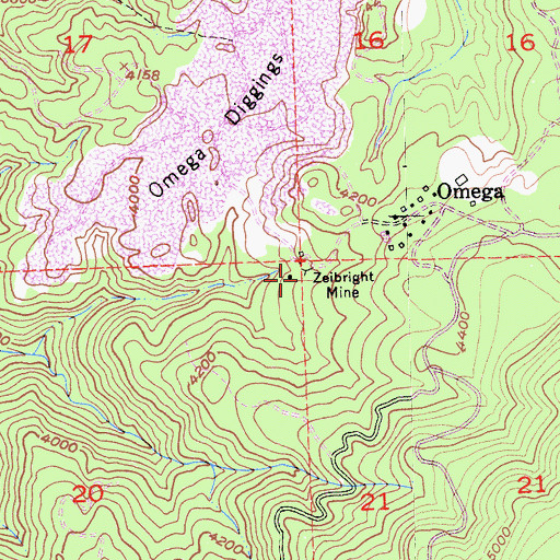 Topographic Map of Zeibright Mine, CA