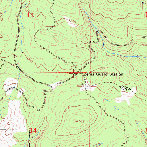 Topographic Map of Zenia Guard Station, CA