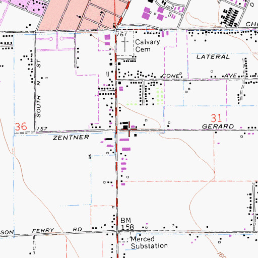 Topographic Map of Zentner Lateral, CA