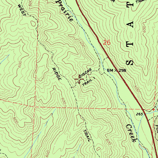 Topographic Map of Zigzag Trail, CA