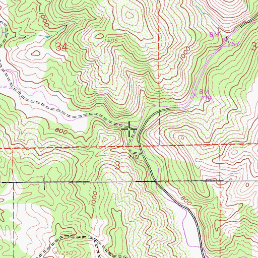 Topographic Map of Zim Zim Creek, CA